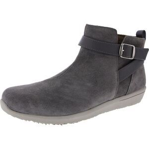 Vionic Womens Romy Gray Suede Round Toe Flat Ankle Boots Shoes NWOB